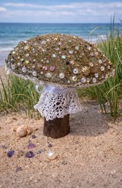 My handcrafted fabric and wood mushroom collection is inspired by the quiet beauty of nature and the magic found in small details. Each piece is carefully made using beautiful upcycled fabrics and finished with delicate beads, giving every mushroom its own unique character. No two are ever the same — just like the natural world that inspires them. From the textures of the wood to the richness of the repurposed textiles, every element is chosen with care to create something truly special.