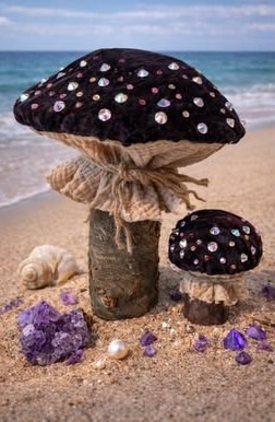My handcrafted fabric and wood mushroom collection is inspired by the quiet beauty of nature and the magic found in small details. Each piece is carefully made using beautiful upcycled fabrics and finished with delicate beads, giving every mushroom its own unique character. No two are ever the same — just like the natural world that inspires them. From the textures of the wood to the richness of the repurposed textiles, every element is chosen with care to create something truly special.