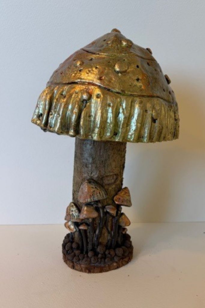 Each piece in my mushroom ornament collection is a celebration of nature and craftsmanship. Cast in eco-conscious resin and formed within bespoke silicone moulds that I create by hand, every ornament begins as a carefully considered, original design. Layers of metallic pigment are delicately applied to enhance texture and depth, before being sealed with a lustrous high-gloss varnish that catches the light beautifully. The forms are then grounded on natural log bases, each one unique, bringing an authentic connection to the woodland from which they are inspired. No two pieces are ever the same—each ornament is a small, sculptural work of art, where organic materials meet refined finish.