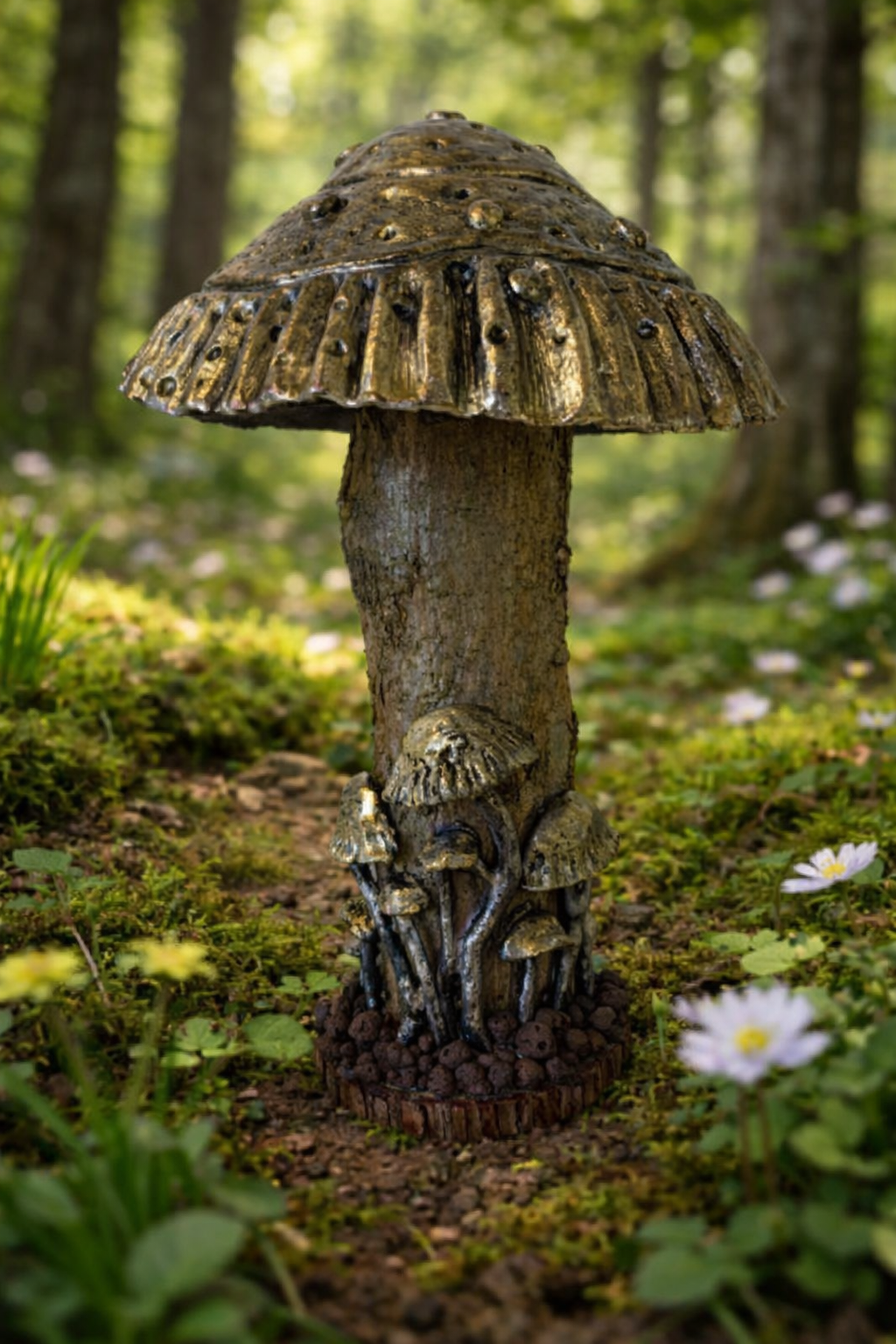 Each piece in my mushroom ornament collection is a celebration of nature and craftsmanship. Cast in eco-conscious resin and formed within bespoke silicone moulds that I create by hand, every ornament begins as a carefully considered, original design. Layers of metallic pigment are delicately applied to enhance texture and depth, before being sealed with a lustrous high-gloss varnish that catches the light beautifully. The forms are then grounded on natural log bases, each one unique, bringing an authentic connection to the woodland from which they are inspired. No two pieces are ever the same—each ornament is a small, sculptural work of art, where organic materials meet refined finish.