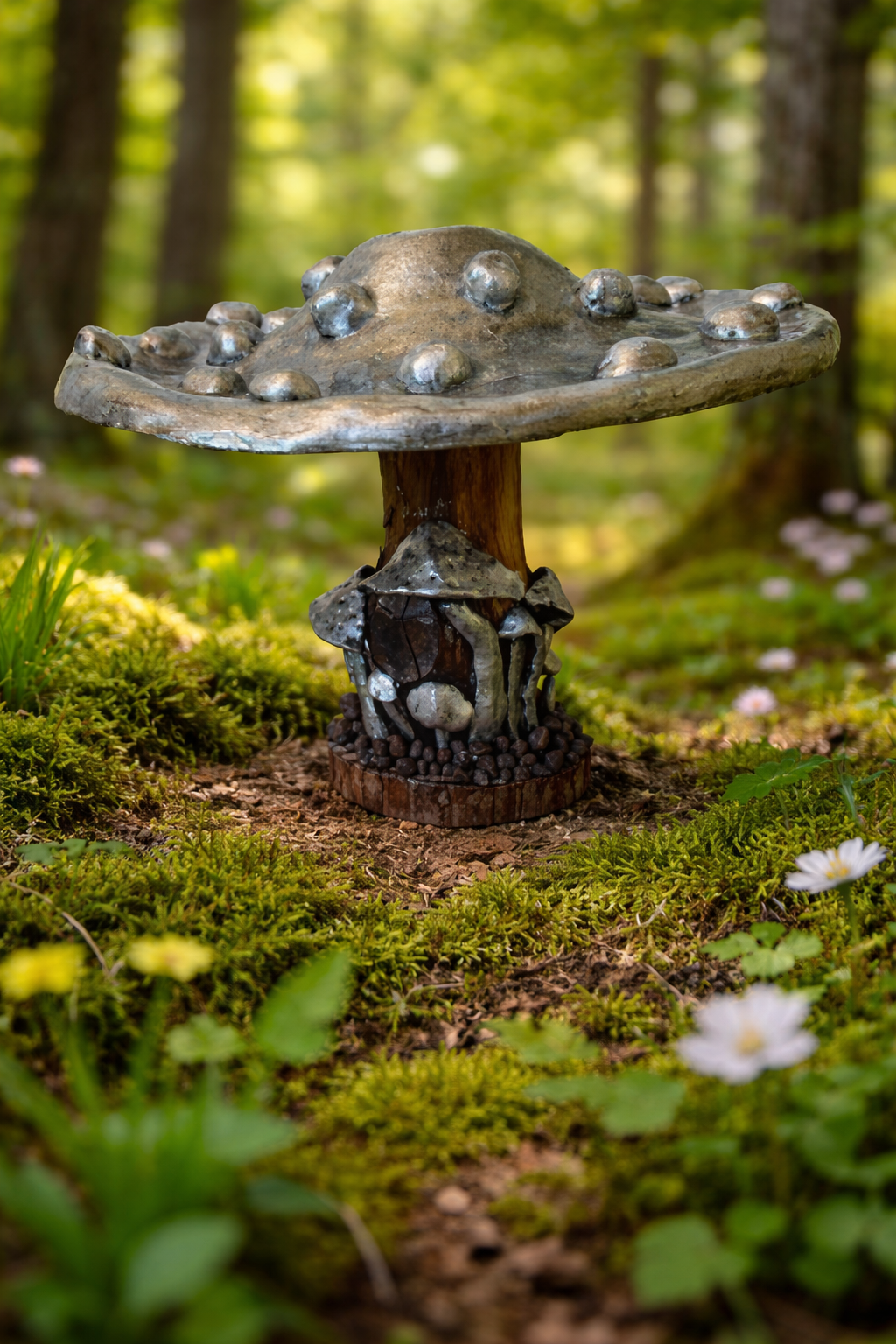 Each piece in my mushroom ornament collection is a celebration of nature and craftsmanship. Cast in eco-conscious resin and formed within bespoke silicone moulds that I create by hand, every ornament begins as a carefully considered, original design. Layers of metallic pigment are delicately applied to enhance texture and depth, before being sealed with a lustrous high-gloss varnish that catches the light beautifully. The forms are then grounded on natural log bases, each one unique, bringing an authentic connection to the woodland from which they are inspired. No two pieces are ever the same—each ornament is a small, sculptural work of art, where organic materials meet refined finish.